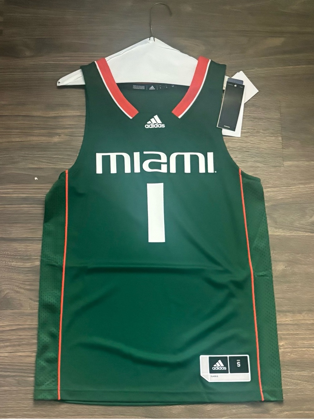 adidas Green Miami Basketball Jersey with Orange Trim